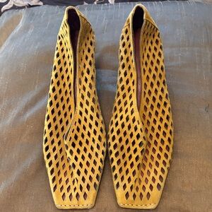 Jeffrey Campbell Yellow Cut-Out Loafers
